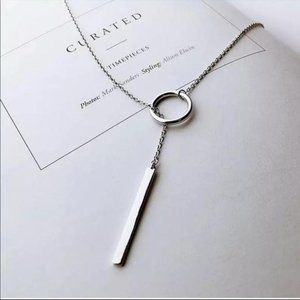 NEW 925 STERLING SILVER BAR CIRCLE NECKLACE